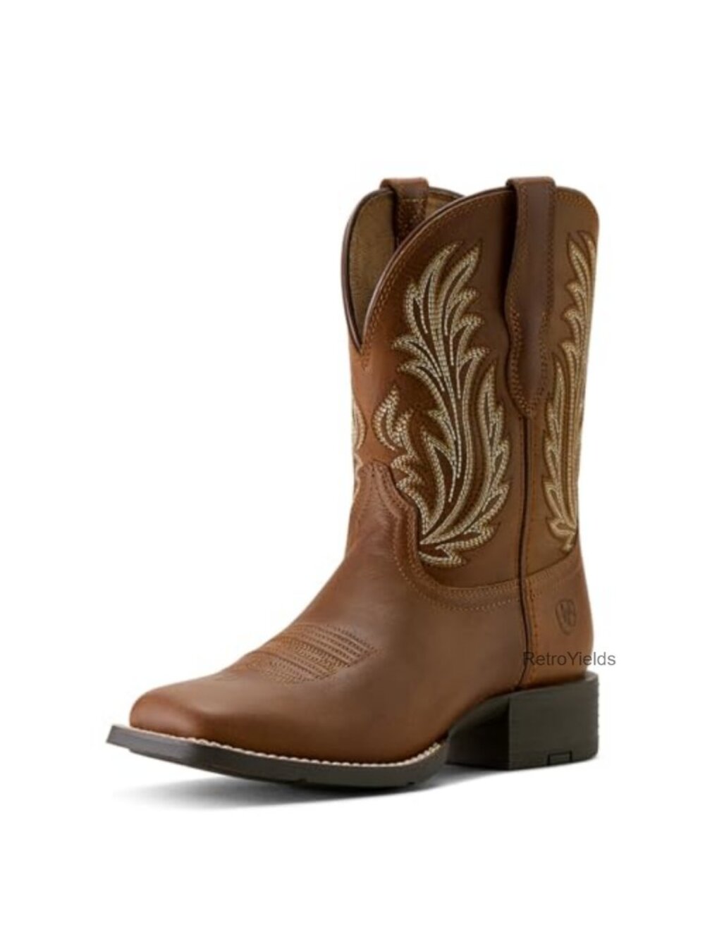 Western Boot Square Toe Mid-Calf Block Heel Leather Women's Cowgirl